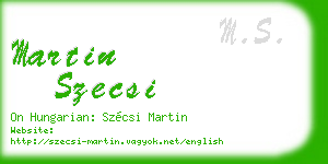 martin szecsi business card
